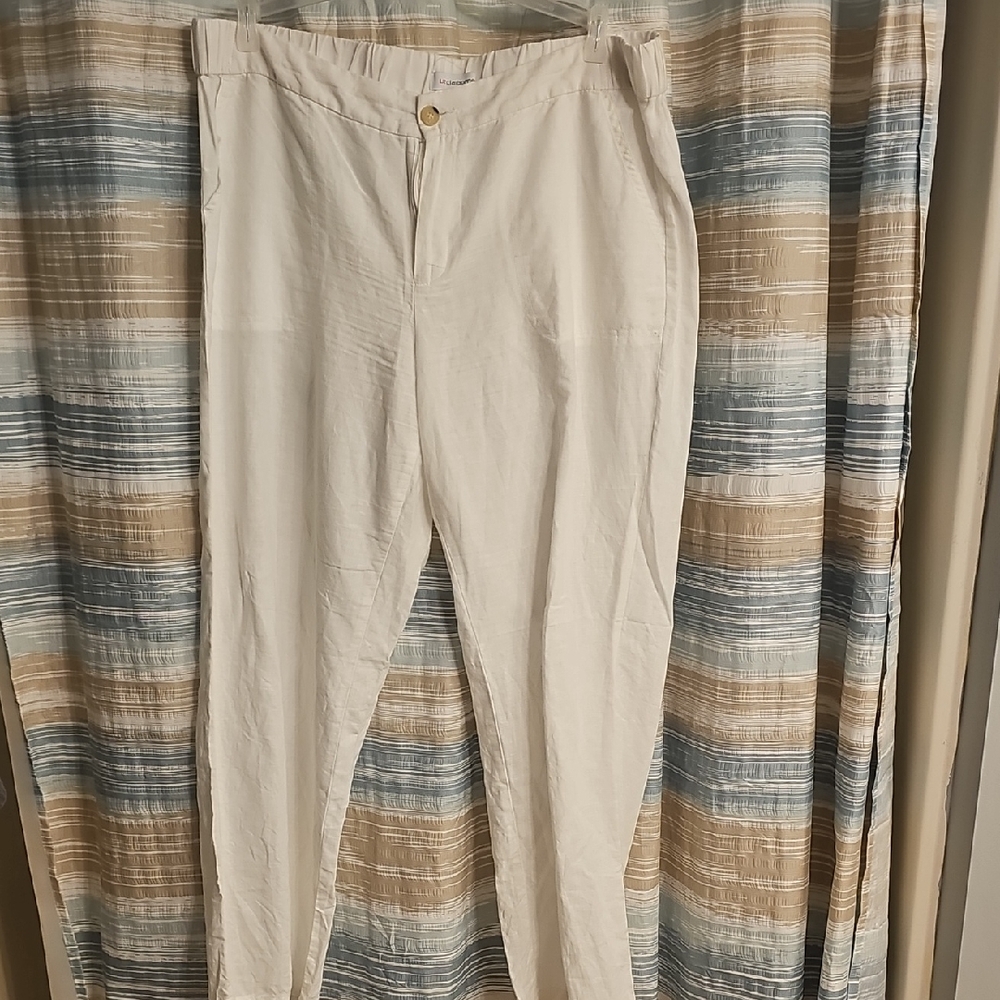 Liz Claiborne White Linen Pants With Relaxed Fit
